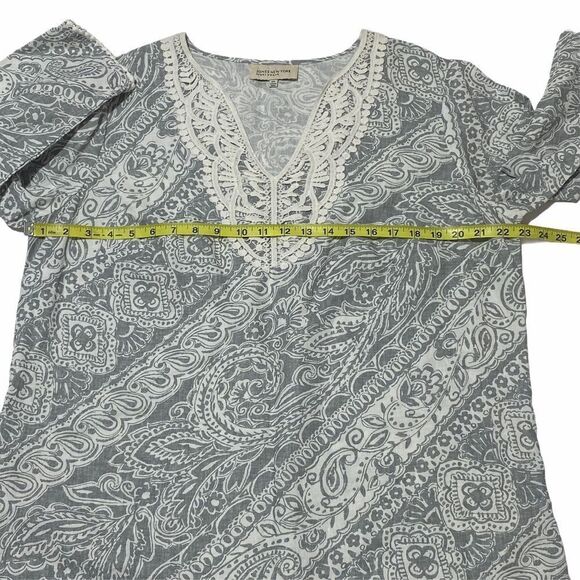 JONES Ny Gray Paisley Floral Lace Blouse 0x - Picture 7 of 12